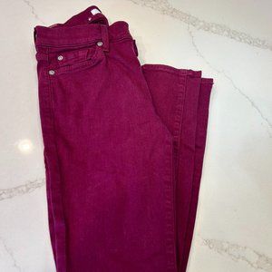 7 for All Mankind Skinny Jeans Burgundy Sz 25